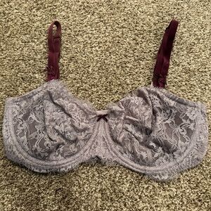 Victoria's Secret Lace Bra with Gray and Burgundy Accents